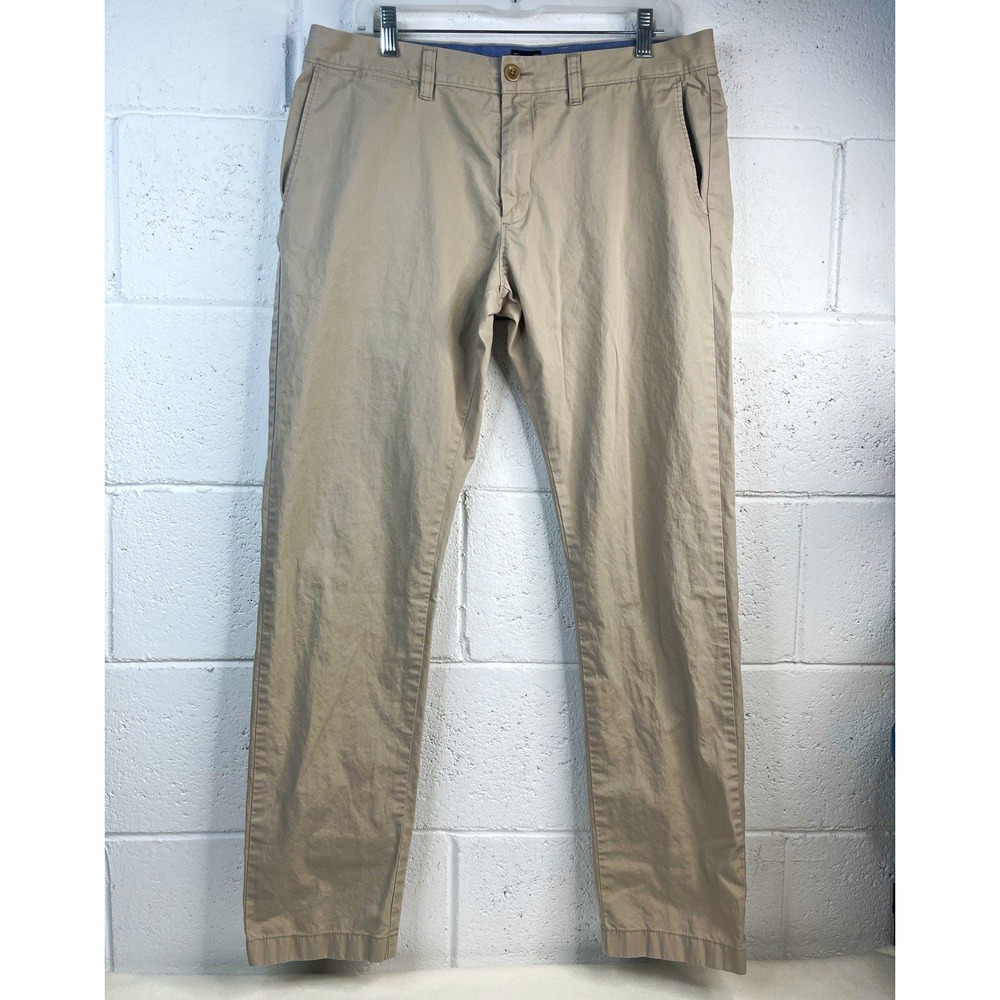 J.Crew 484 Slim Fit Lightweight Chino Pants Mens 34x31 Khaki Flat Front Cotton